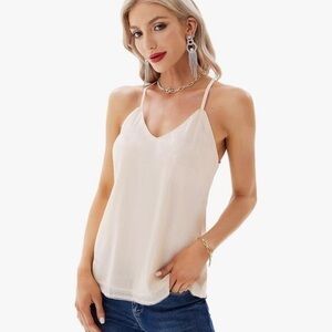 NWT GRACE KARIN Beige Sequin Tank Top Women's Sparkle Shimmer Camisole Sequin XL